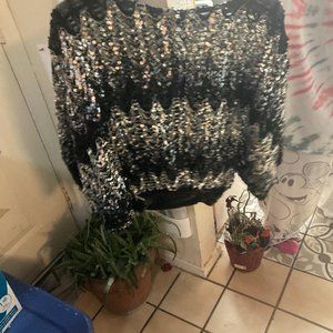 black and white exotic sequence blouse jacket